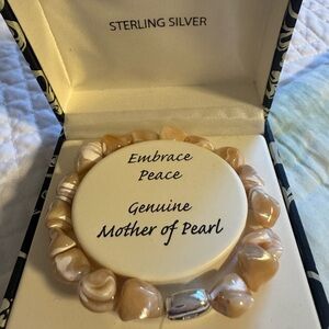 Genuine Mother of Pearl Bracelet with Sterling Silver